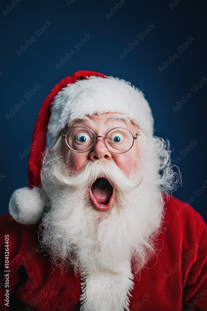 Surprised Santa Claus with glasses and fluffy beard. Surprised Santa Claus with glasses and fluffy beard.
