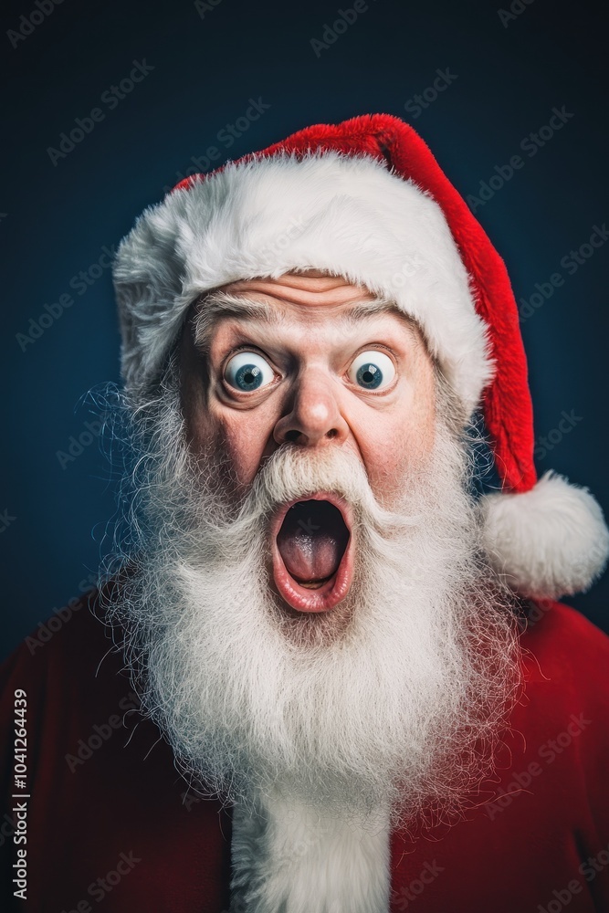 Amazed Santa Claus in red outfit with open mouth. Amazed Santa Claus in red outfit with open mouth.