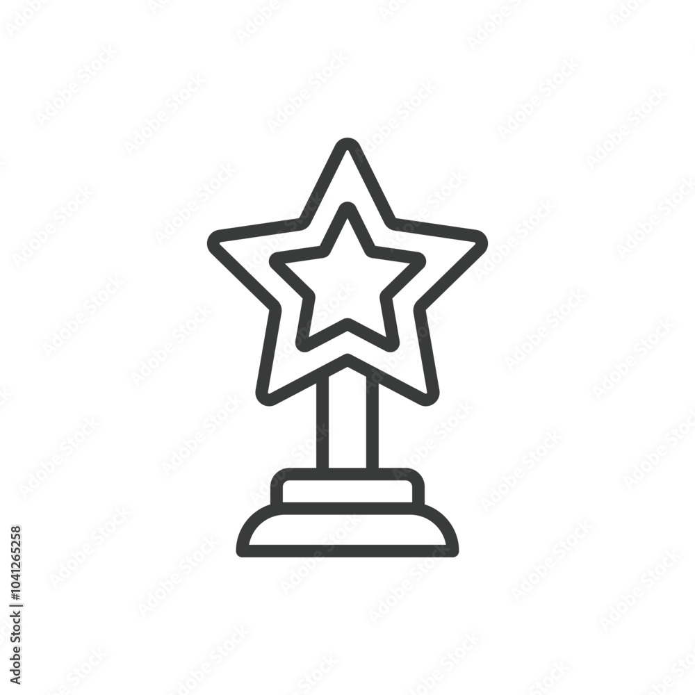 Star trophy, in line design. Star, trophy, award, victory, success, achievement, recognition on white background vector. Star trophy editable stroke icon Star trophy, in line design. Star, trophy, award, victory, success, achievement, recognition on white background vector. Star trophy editable stroke icon