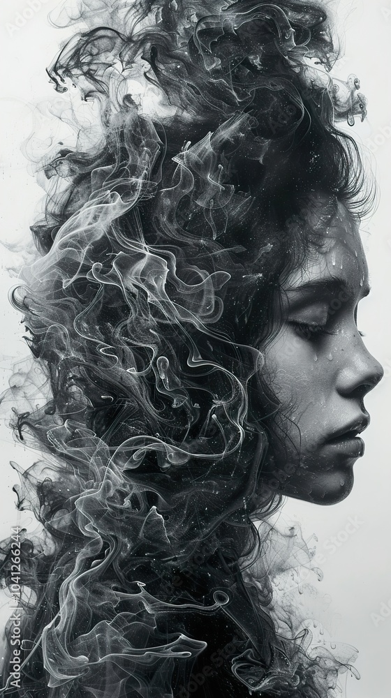 Abstract Portrait of a Woman in Smoke and Ink Abstract Portrait of a Woman in Smoke and Ink