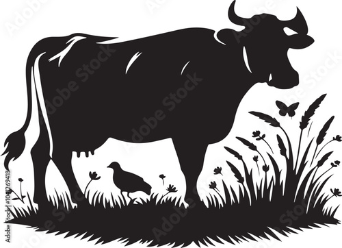 black and white cow