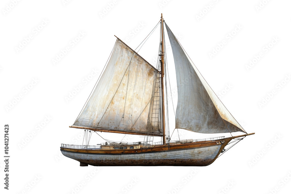 Obraz premium Grey Sailing Yacht isolated on transparent background, png file, no background png file