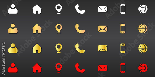 contact icons luxury colours business card information address mobile 