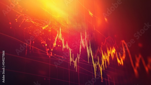 Abstract representation of financial market trends with vibrant colors and graph lines.