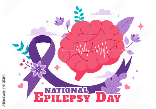 National Epilepsy Awareness Month Vector Illustration is Observed Every Year in November with Brain and Mental Health in a Flat Style Background