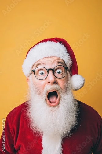 Surprised Santa Claus with thought-provoking expression