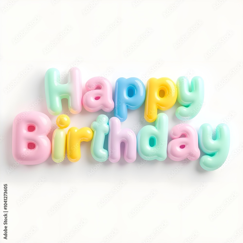 Fototapeta premium happy birthday in fun 3d bubble-style letters