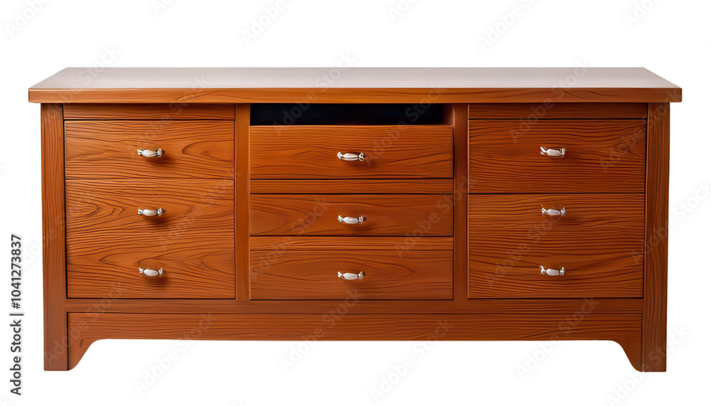 Wooden dresser with multiple drawers, isolated on white background. transparent Wooden dresser with multiple drawers, isolated on white background. transparent