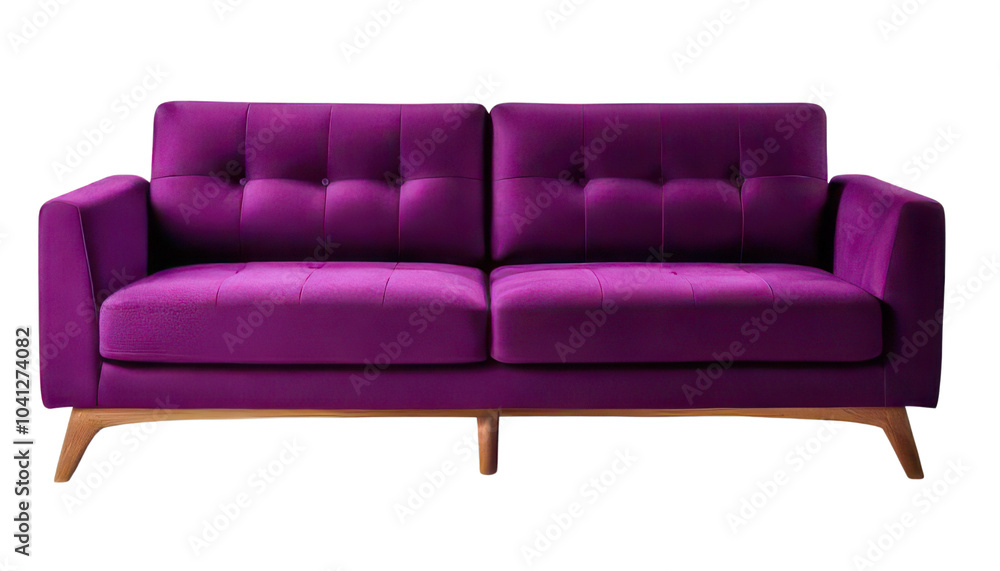 Fototapeta premium Stylish purple sofa on a white isolated background. transparent