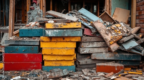 Upcycling construction waste, turning debris into sustainable building materials photo