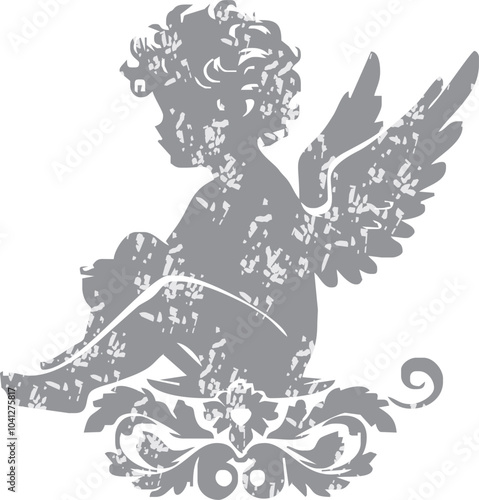 Wallpaper Mural Angel with a wings. Cherub silhouette. Valentine's day. Love symbol. Vector illustration. Torontodigital.ca
