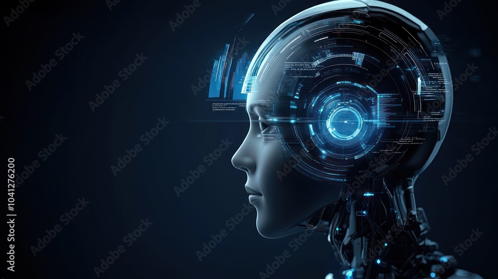Futuristic AI robot with digital interface and circuits Futuristic AI robot with digital interface and circuits