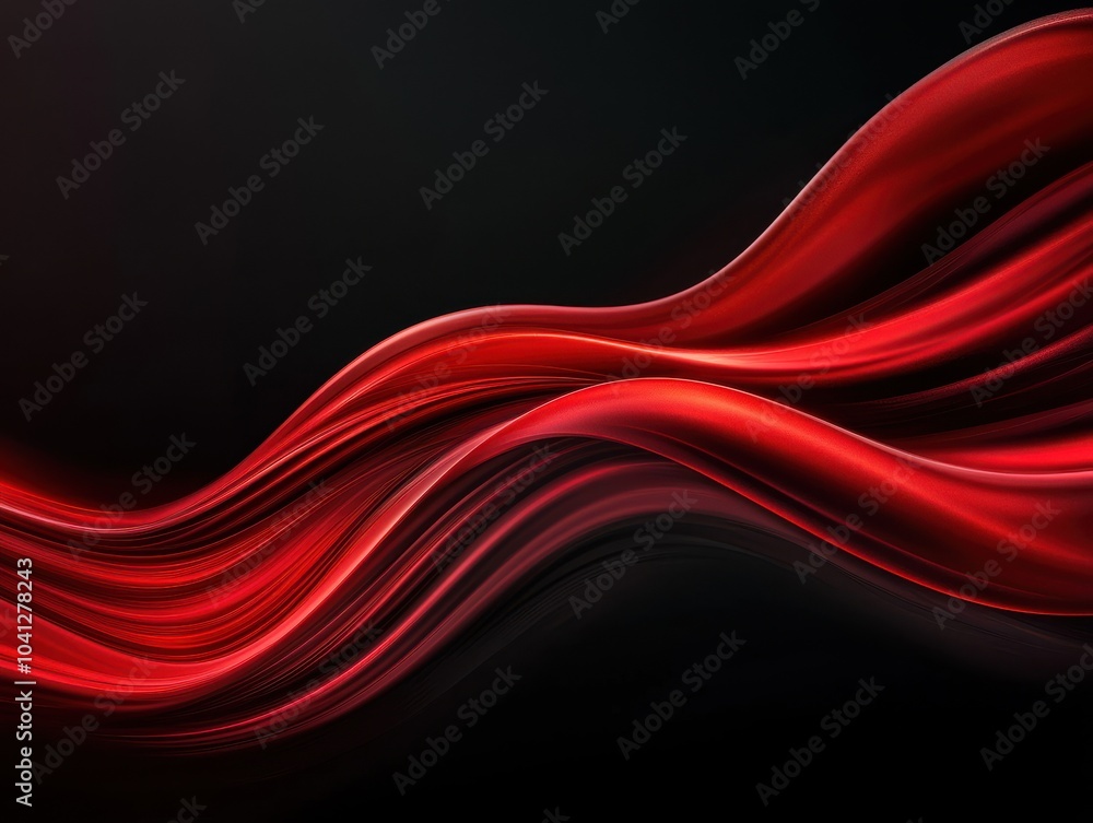 Fototapeta premium Dynamic red wave design on a black background, perfect for modern graphics and abstract art.