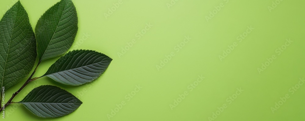 Green leaves arranged on a vibrant green background, creating a fresh and natural atmosphere. Green leaves arranged on a vibrant green background, creating a fresh and natural atmosphere.