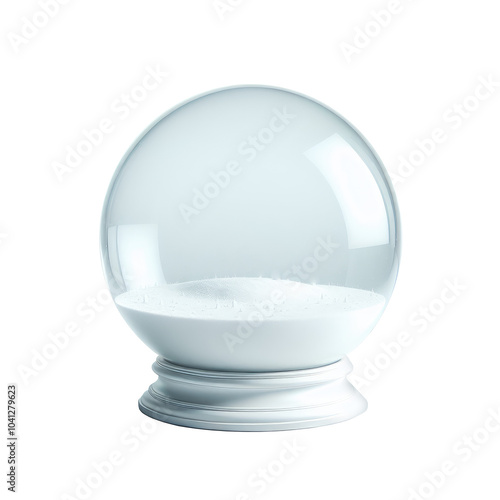 Glass Christmas snow globe with snow. Crystal ball on transparent background