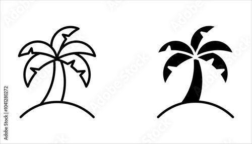 Island icon set. Tropical Island Palms sign on white background