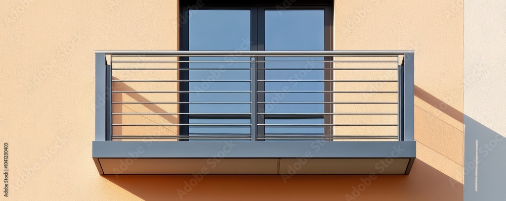 Obraz premium Modern balcony against a textured wall with a minimalist design.