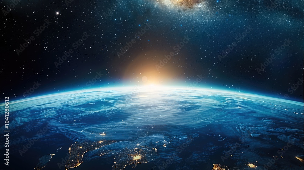 The aurora borealis captured from the stratosphere, visible green lights over the Earth and clouds, the nighttime sky with stars, a breathtaking view of the Earth below. The aurora borealis captured from the stratosphere, visible green lights over the Earth and clouds, the nighttime sky with stars, a breathtaking view of the Earth below.