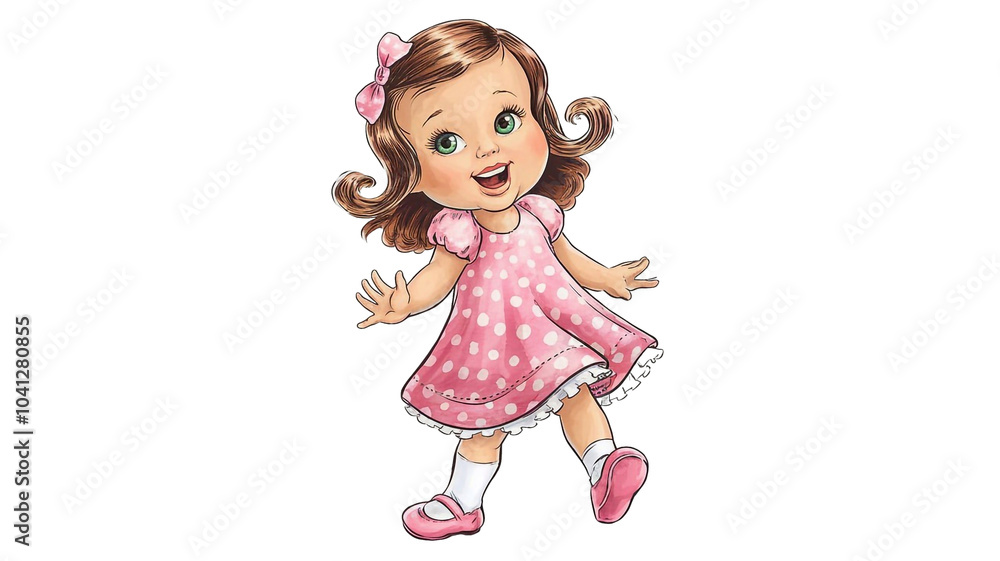 full length illustration of a cheerful girl on a transparent background, png full length illustration of a cheerful girl on a transparent background, png