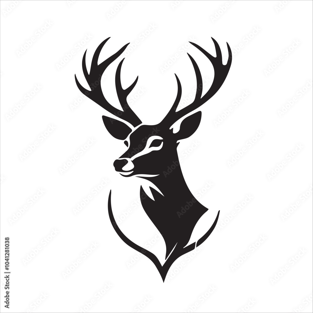 Silhouette Deer head in vector Silhouette Deer head in vector