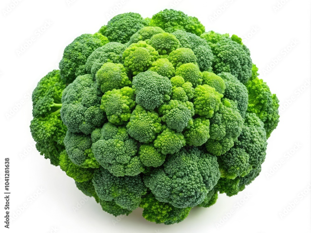 Fresh Broccoli Top View on White Background - Healthy Eating Essentials Fresh Broccoli Top View on White Background - Healthy Eating Essentials