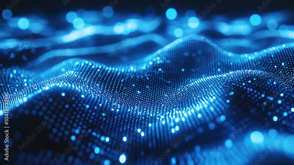 Digital Wave of Blue Light Particles Digital Wave of Blue Light Particles