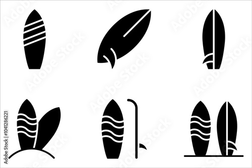 Surfboards icon set. Surfing sign on white background