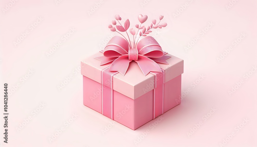 Elegant Pink Gift Box with Ribbon Bow Elegant Pink Gift Box with Ribbon Bow