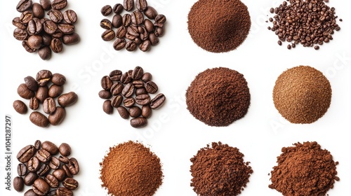 Variety of Coffee Beans and Powder