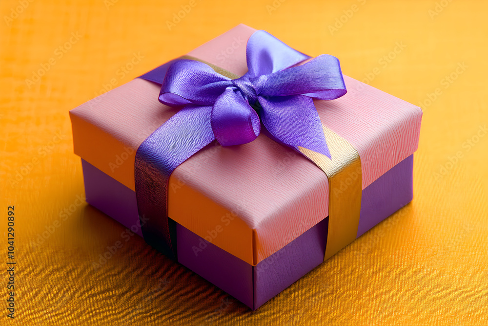 Obraz premium A multitude of gifts are arranged on a bright yellow background, neatly wrapped and tied with bows, ready to be given to the children.