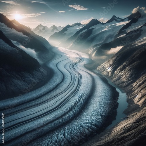 Glacier Movement Timelapse showing the slow movement of a glacie photo