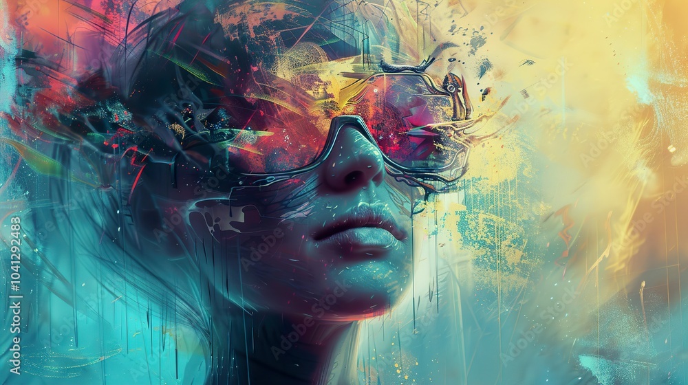 Abstract Portrait of a Woman in Futuristic Glasses Abstract Portrait of a Woman in Futuristic Glasses