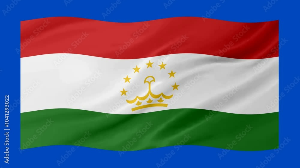 Tajikistan waving flag loop animation with glowing 3d shade isolated on blue background Tajikistan waving flag loop animation with glowing 3d shade isolated on blue background