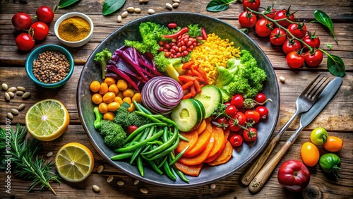 Wallpaper Mural Healthy Vegan Dinner with Fresh Vegetables for Wellness Lifestyle Torontodigital.ca