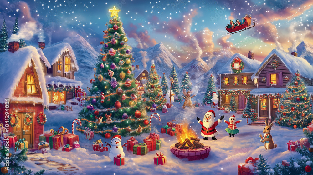 Obraz premium christmas tree in the city