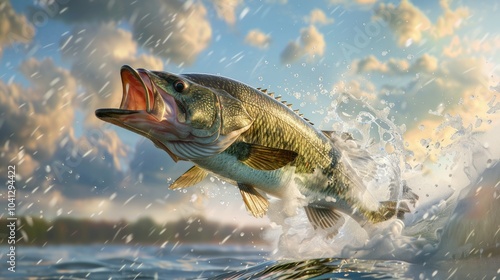 "The Big Splash: Large-Mouth Bass Takes Flight in a Stunning Aquatic Show"