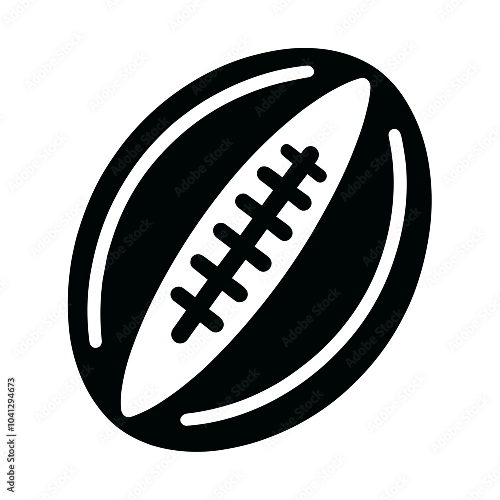 Rugby Ball Icon with Glyph Style in Trendy Flat Isolated on White Background Rugby Ball Icon with Glyph Style in Trendy Flat Isolated on White Background