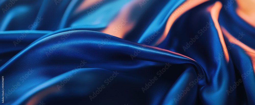 Fototapeta premium The Smooth Blue Satin Fabric