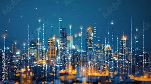 Modern Network Security Interface: Intricate Cyber Defenses, Encrypted Data Streams, Neon Cityscape Backdrop