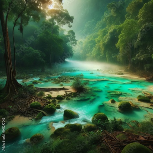 Jade River A river with green tinted waters due to minerals flow photo