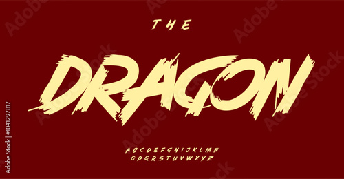 Bold brushstroke font, dynamic script letters, edgy graffiti style font for chinese new year headlines, energetic logos, sports branding, urban street expressive headline typography. Vector typeset