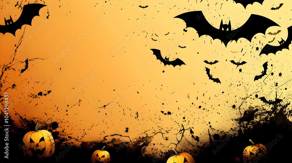 Halloween Backdrop Featuring Pumpkins Spooky Trees and Bats Halloween Backdrop Featuring Pumpkins Spooky Trees and Bats