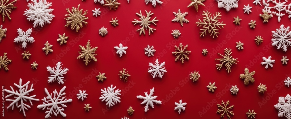 The Golden Snowflakes on Red The Golden Snowflakes on Red