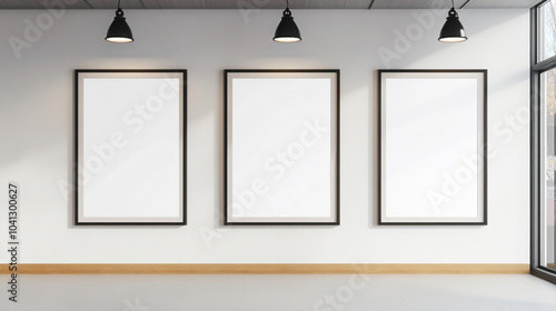3D Frame Mockup Empty room Business event in conference style Modern white wall