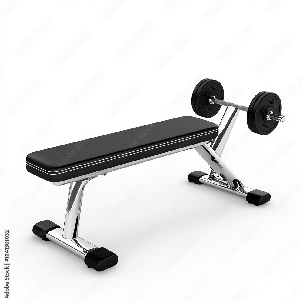 Weight bench with dumbbells on a white isolated background. Weight bench with dumbbells on a white isolated background.