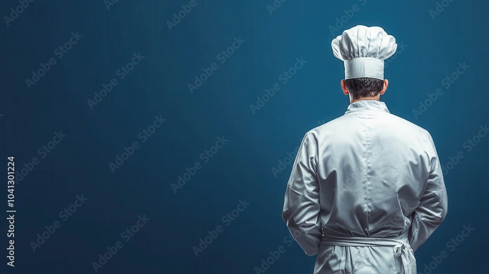 Chef in White Uniform from Back View Chef in White Uniform from Back View