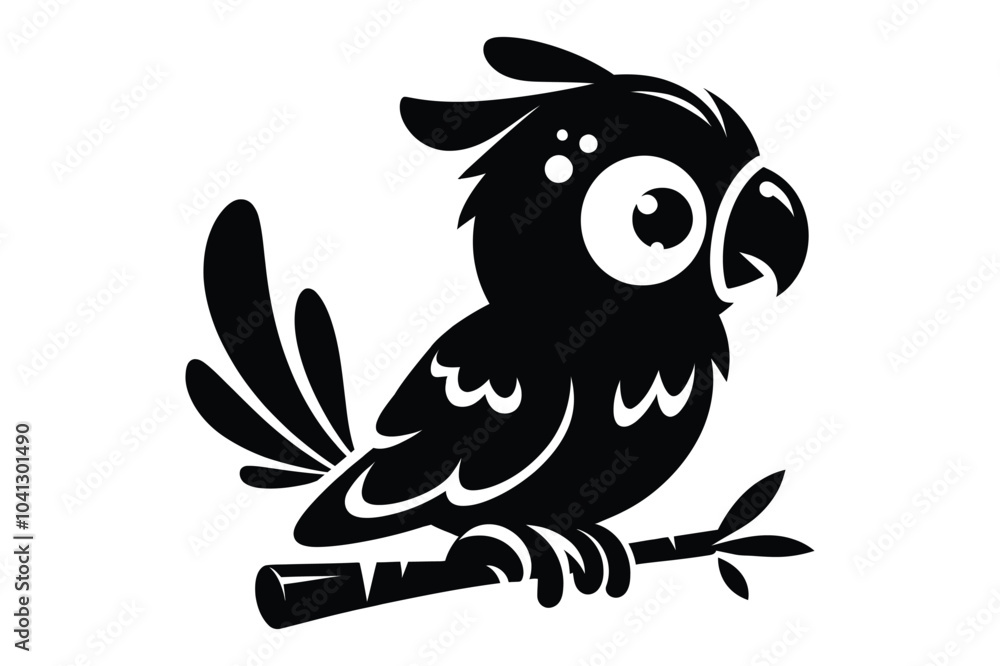 Naklejka premium Parrot cute silhouette vector illustration