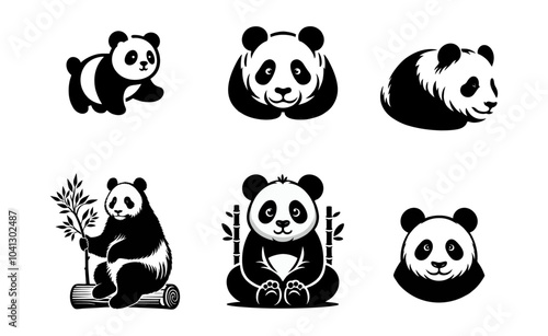 Panda cute logo icon design illustration photo