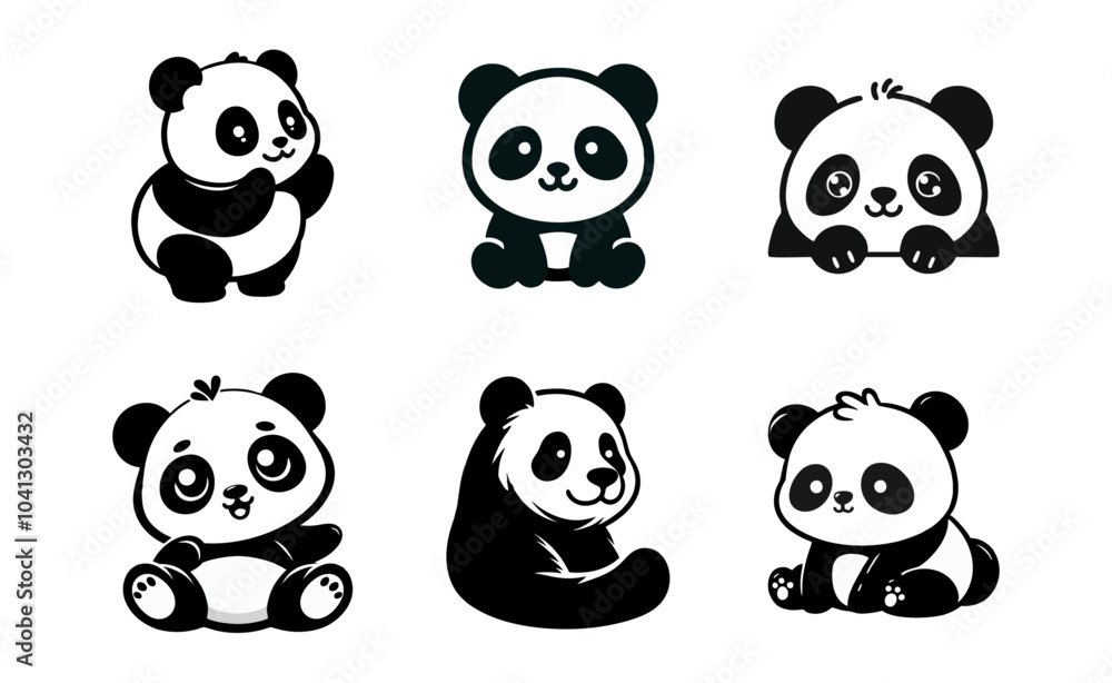 Obraz premium Panda cute logo icon design illustration