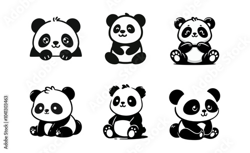 Panda cute logo icon design illustration photo